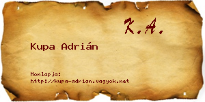 Kupa Adrián névjegykártya